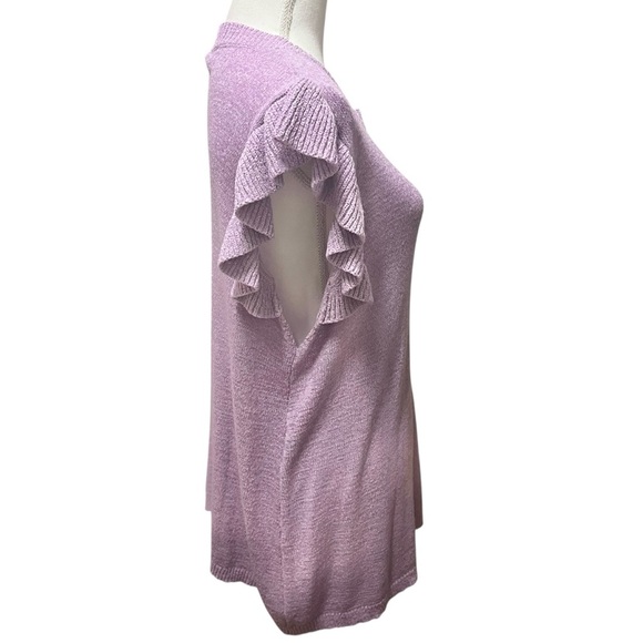 Jodifl Flutter Sleeve Lavender Crew Neck Sweater Size 3X Ruffle Office Coquette - Picture 3 of 12